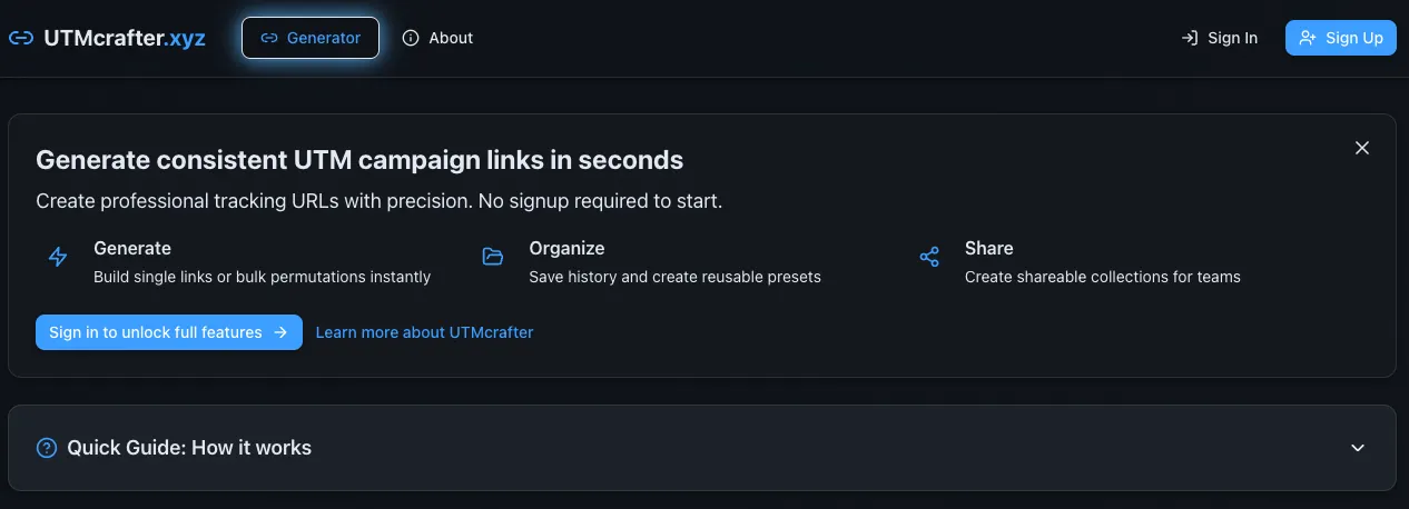 Screenshot of UTM Crafter