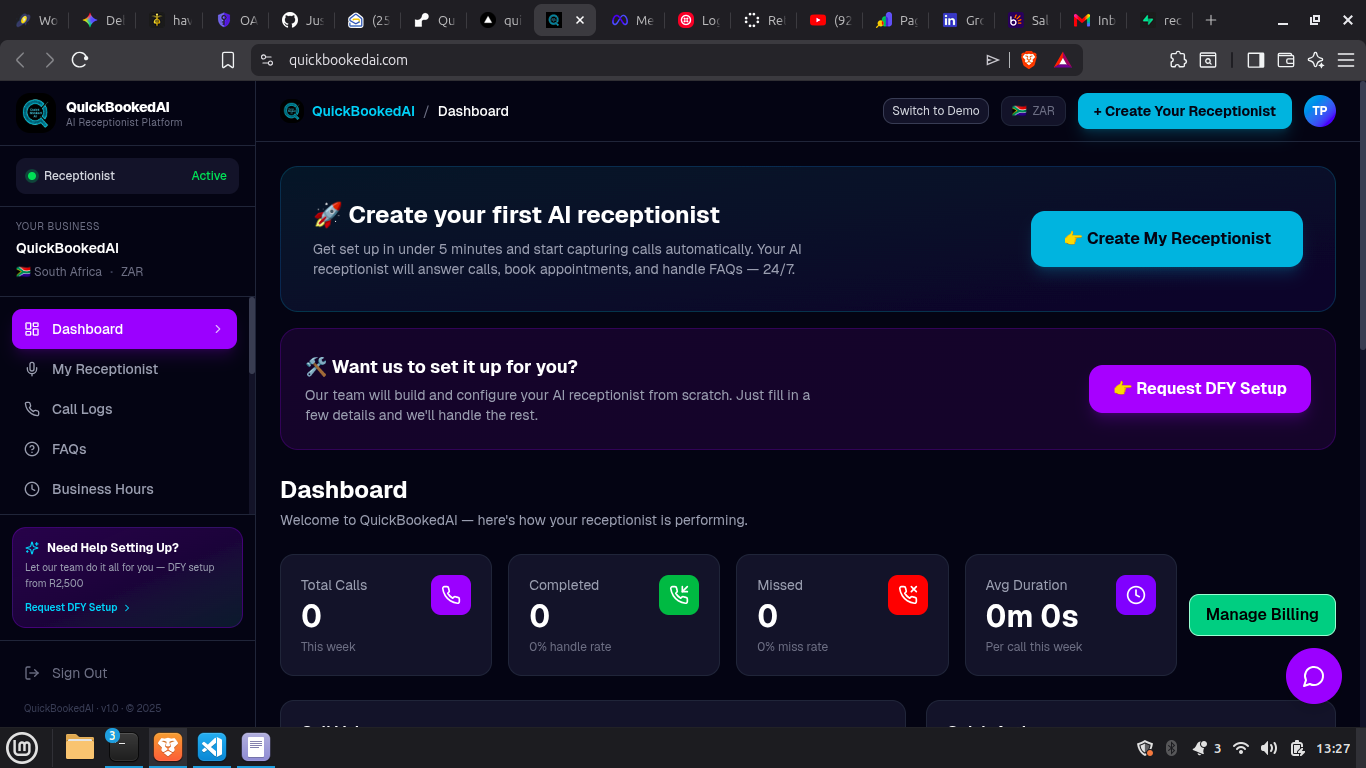 Screenshot of QuickBookedAI