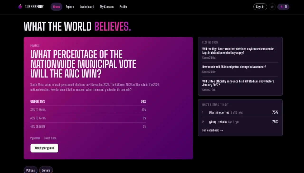 Screenshot of Guessberry